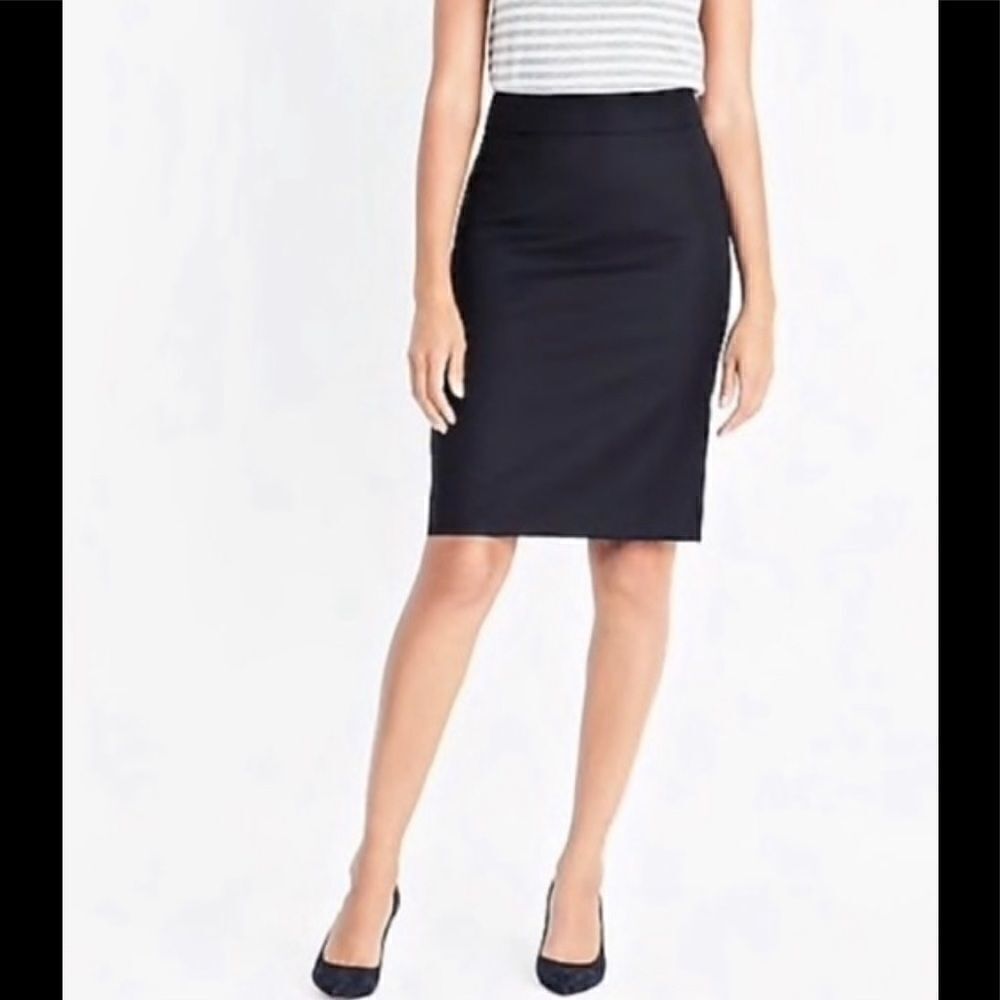 J. Crew No. 2 Black Pencil Skirt Double Serge Cotton Size 2
